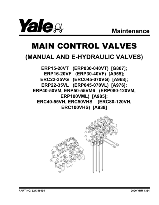 Yale ERC40VH, ERC50VH, ERC50VHS, ERC55VH Forklift A938 Service Repair Manual