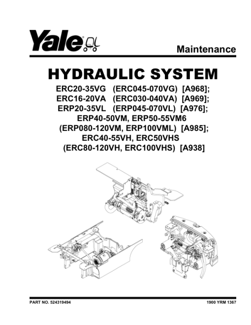 Yale ERC80VH, ERC100VH, ERC100VHS, ERC120VH Forklift A938 Service Repair Manual