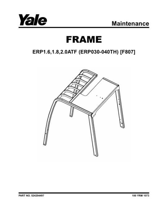 Yale ERP030TH, ERP035TH, ERP040TH Forklift F807 Series Repair Manual