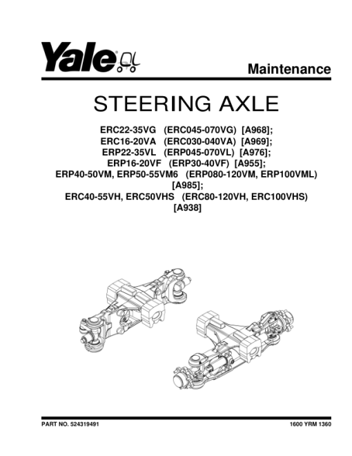 Yale ERP045VL, ERP050VL, ERP060VL, ERP070VL Electric Pallet Truck A976 Service Repair Manual - Image 2