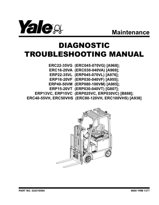 Yale ERP080VM, ERP090VM, ERP100VM, ERP100VML, ERP110VM, ERP120VM Forklift A985 Service Repair Manual - Image 2