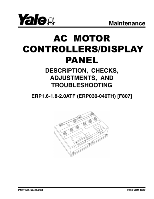 Yale ERP1.6ATF, ERP1.8ATF, ERP2.0ATF Forklift F807 Series Repair Manual - Image 3