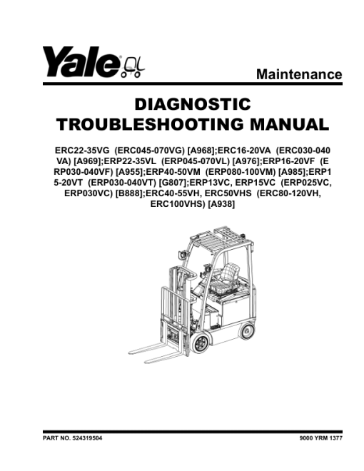 Yale ERP16ATF, ERP18ATF, ERP20ATF Forklift C807 Service Repair Manual