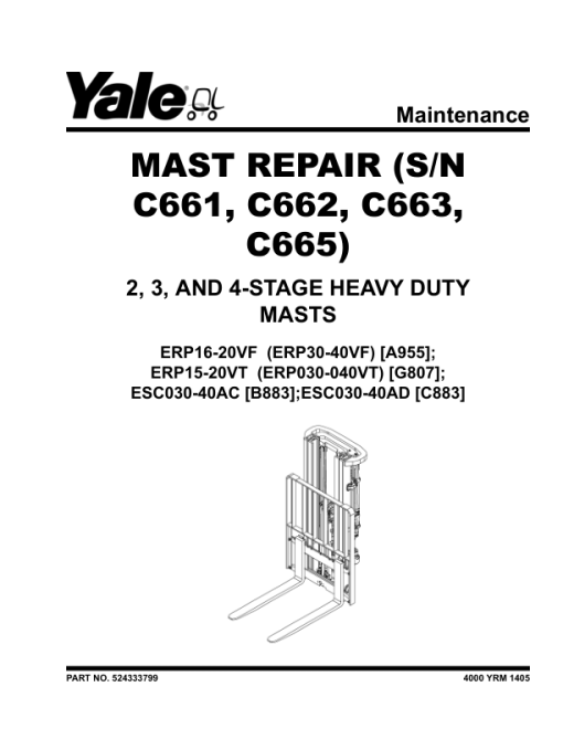 Yale ERP16VF, ERP18VF, ERP20VF Forklift A955 Service Repair Manual - Image 5