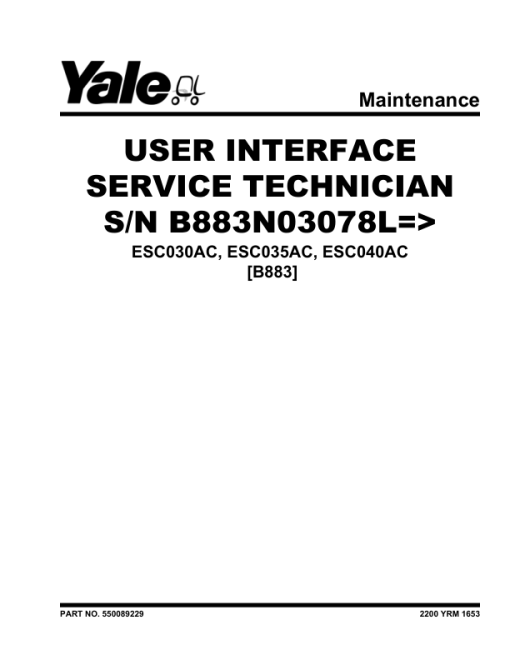 Yale ESC030AC, ESC035AC, ESC040AC Electric Forklift B883 Service Repair Manual - Image 3