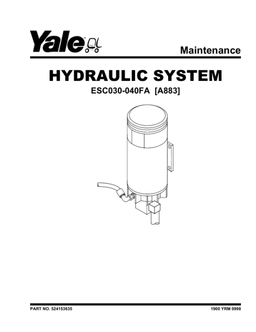 Yale ESC030FA, ESC035FA, ESC040FA Forklift A883 Service Repair Manual