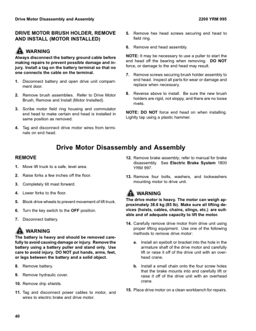 Yale ESC030FA, ESC035FA, ESC040FA Forklift A883 Service Repair Manual - Image 5