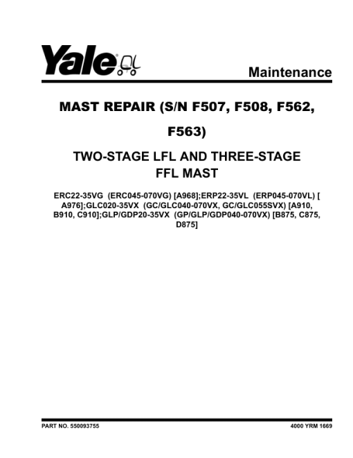 Yale GC040VX, GC050VX, GC055SVX, GC060VX, GC070VX Forklift A910 Service Repair Manual - Image 3