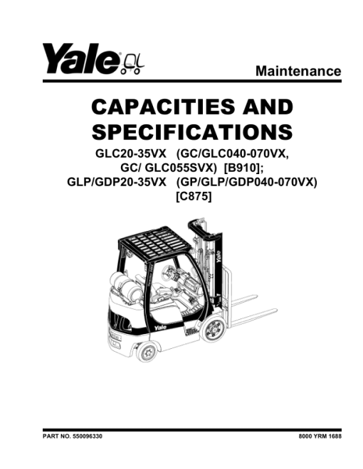 Yale GC040VX, GLC040VX, GC070VX, GLC070VX, GC55SVX, GLC55SVX Forklift B910 Service Repair Manual - Image 4