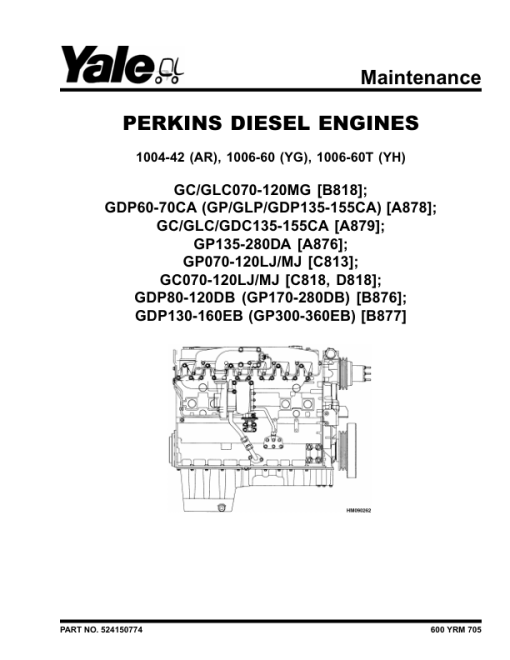 Yale GC070LG, GLC070LG, GC080LG, GLC080LG, GD100MG, GLC100MG, GD120MG, GLC120MG Forklift B818 Repair Manual