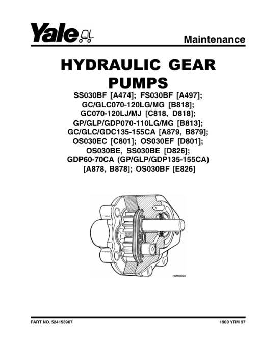 Yale GC135CA, GDC135CA, GLC35CA, GC155CA, GDC155CA, GLC155CA Forklift B879 Service Repair Manual