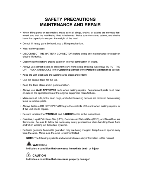 Yale GC135CA, GLC135CA, GDC135CA, GC155CA, GLC155CA, GDC155CA Forklift A879 Service Repair Manual - Image 5