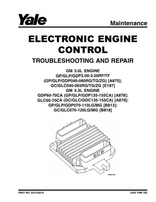 Yale GC70LJ, GC80LJ, GC80LJBCS, GC100MJ, GC100MJBCS, GC120MJ, GC120MJSPRS Forklift D818 Series Repair Manual - Image 2