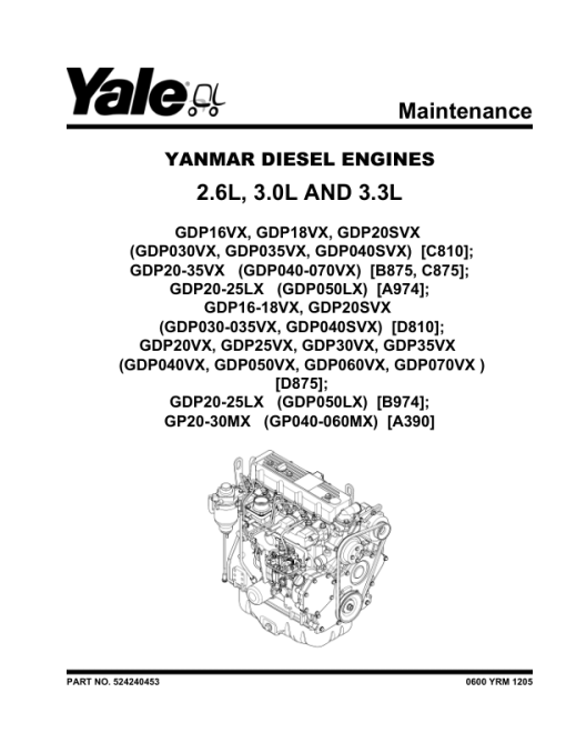 Yale GDP016VX, GDP018VX, GDP020SVX, GLP016VX, GLP018VX, GLP020SVX Forklift D810 Series Repair Manual