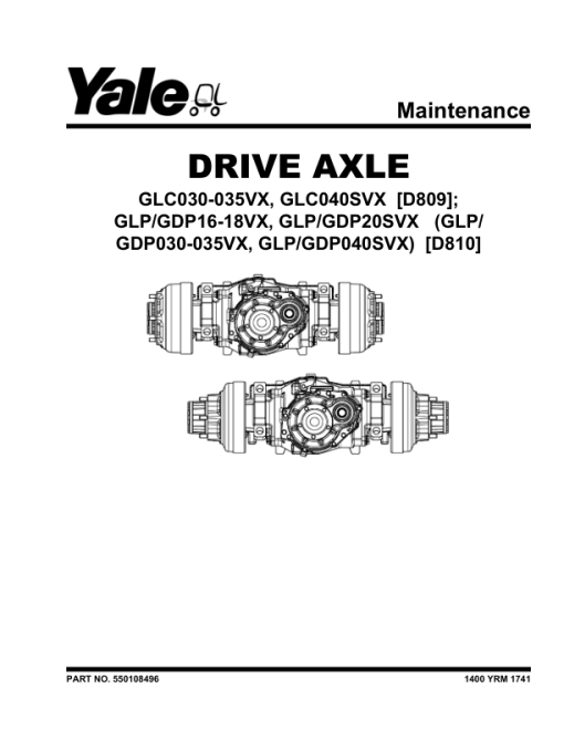 Yale GDP030VX, GDP035VX, GDP040SVX, GLP030VX, GLP035VX, GLP040SVX Forklift D810 Series Repair Manual