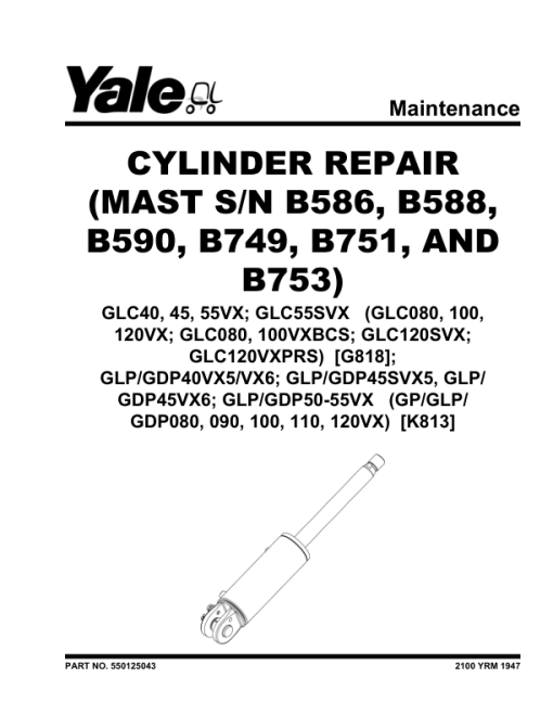 Yale GDP040VX, GDP045VX, GDP050VX, GDP055VX Forklift K813 Series Repair Manual