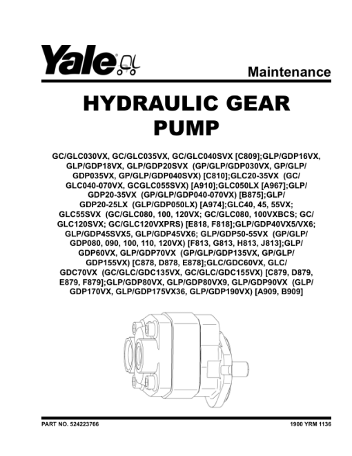 Yale GDP040VX, GDP050VX, GDP060VX, GDP070VX Forklift B875 Service Repair Manual