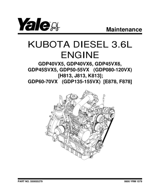 Yale GDP080VX, GDP090VX, GDP100VX, GDP110VX, GDP120VX Forklift J813 Series Repair Manual