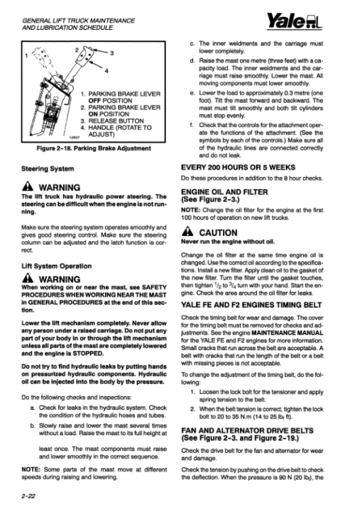 Yale GDP16AF, GLP16AF, GLP16BF, GDP20AF, GLP20AF Forklift A810 Service Repair Manual - Image 5