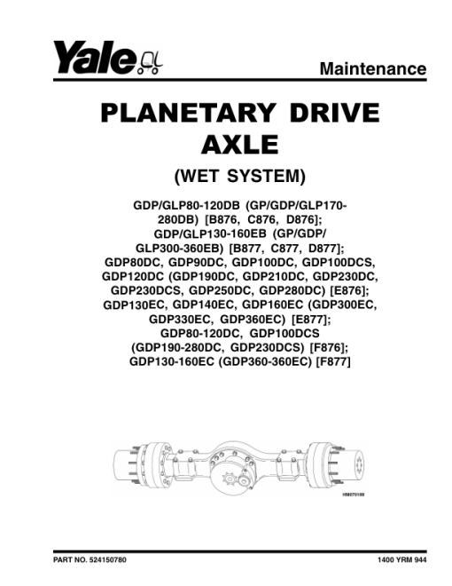 Yale GDP170DB, GDP190DB, GDP210DB, GDP230DB, GDP250DB, GDP280DB Forklift D877 Series Repair Manual