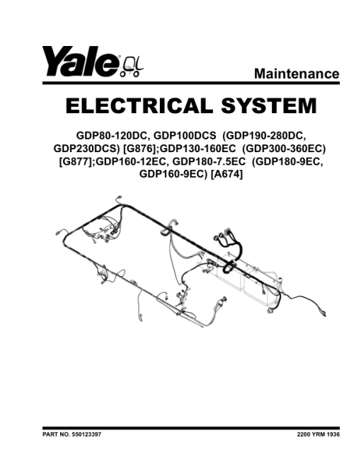 Yale GDP180-9EC, GDP160-12EC, GDP160-9EC, GDP180-7.5EC Forklift A674 Service Repair Manual