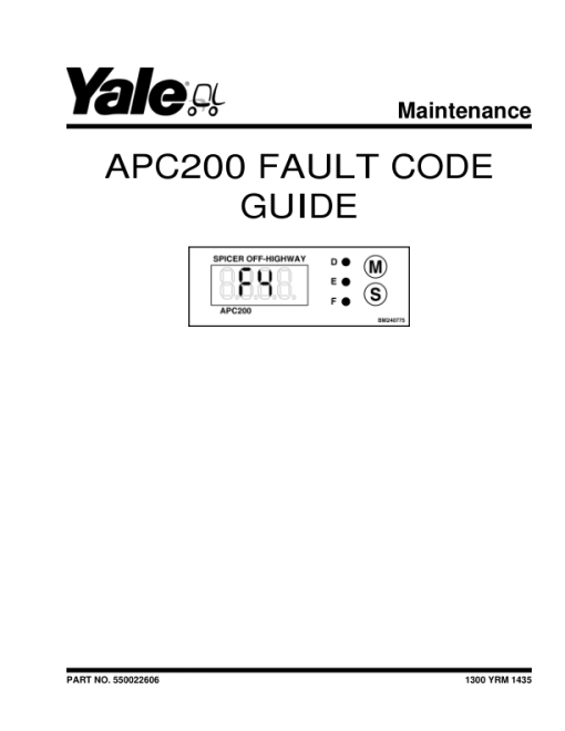 Yale GDP190DC, GDP210DC, GDP230DC, GDP230DCS, GDP250DC, GDP280DC Forklift E876 Series Repair Manual