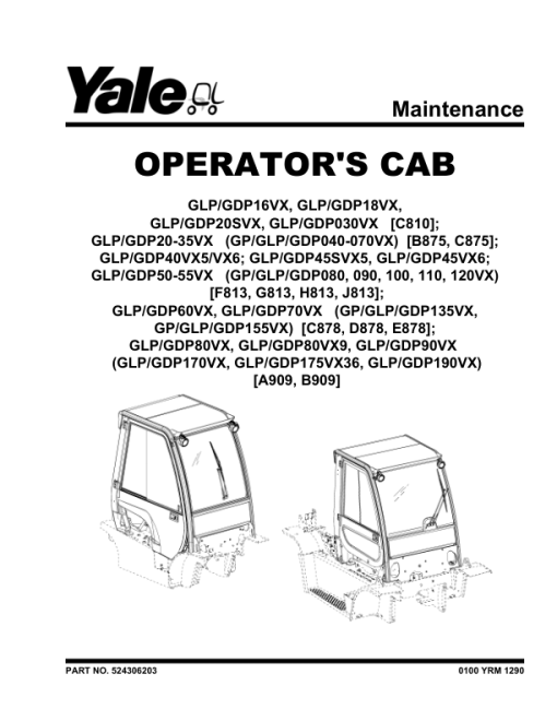 Yale GDP40VX5, GDP40VX6, GDP45VX6, GDP50VX, GDP55VX Forklift H813 Series Repair Manual