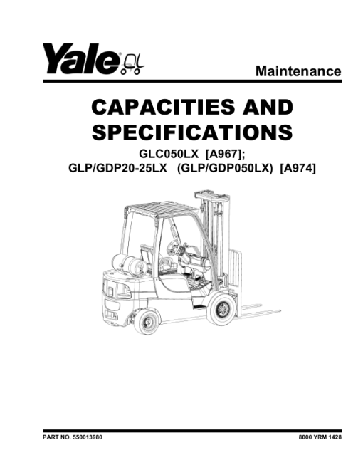 Yale GLC050LX Cushion Forklift A967 Service Repair Manual