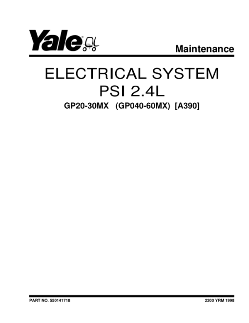 Yale GLC20VX, GLC25VX, GLC30VX Forklift A390 Service Repair Manual - Image 2