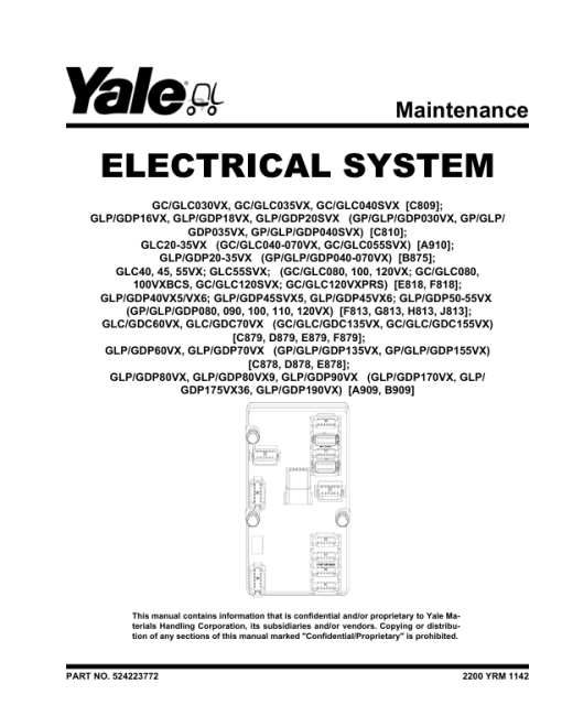 Yale GLC20VX, GLC25VX, GLC30VX, GLC35VX Forklift A910 Service Repair Manual