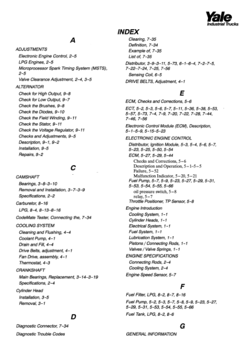 Yale GLP020RF, GLP025RF, GLP030RF, GLP020TF, GLP025TF, GLP030TF Forklift E177 Series Repair Manual - Image 5