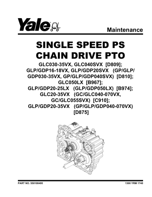 Yale GLP020VX, GLP025VX, GLP030VX, GLP035VX Forklift D875 Series Repair Manual