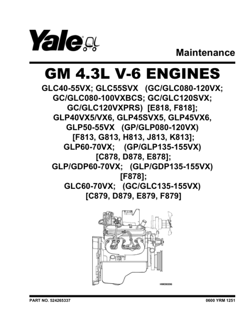 Yale GLP040VX, GLP045VX, GLP050VX, GLP055VX Forklift K813 Series Repair Manual