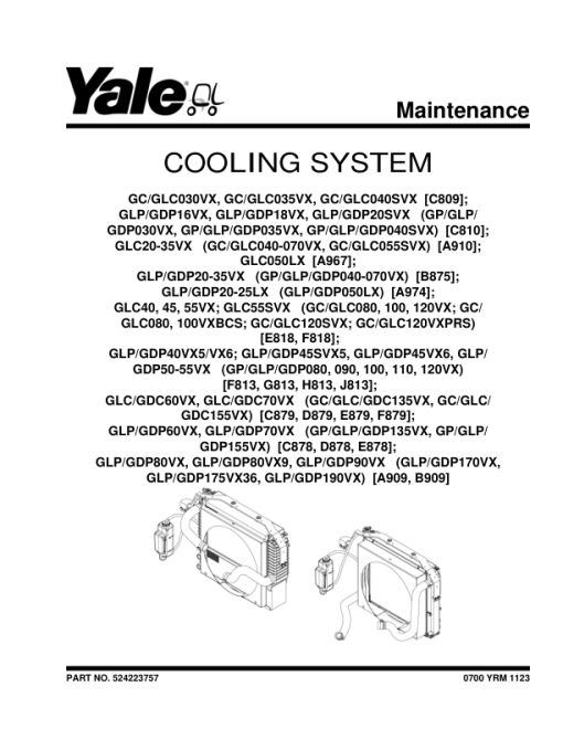 Yale GLP080VX, GLP090VX, GLP100VX, GLP110VX, GLP120VX Forklift F813 Series Repair Manual