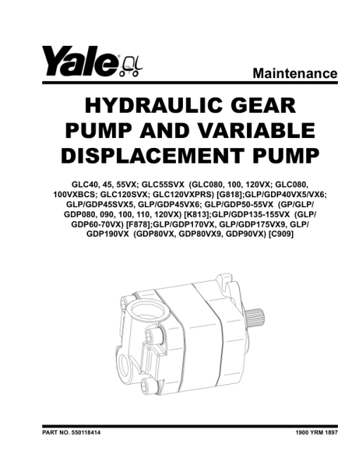 Yale GLP135VX, GLP155VX, GDP135VX, GDP155VX Forklift F878 Series Repair Manual