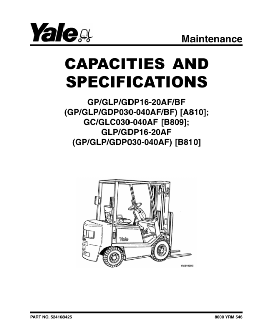 Yale GLP16AF, GLP20AF, GDP16AF, GDP20AF Forklift B810 Service Repair Manual - Image 3