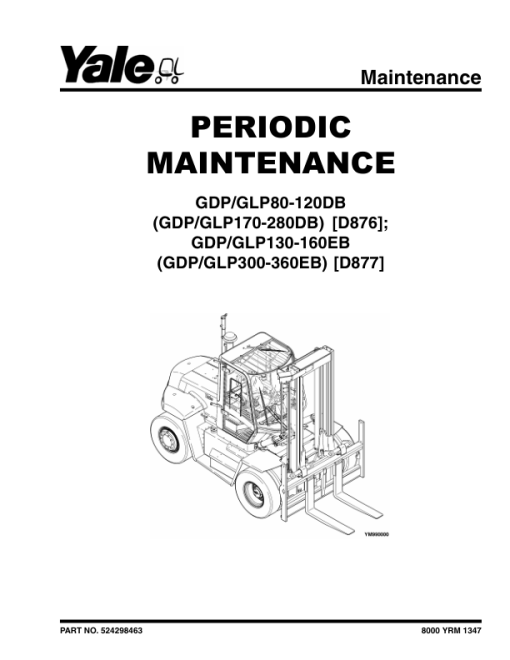 Yale GLP170DB, GLP190DB, GLP210DB, GLP230DB, GLP250DB, GLP280DB Forklift D877 Series Repair Manual