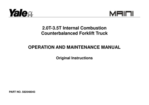 Yale GLP20UX, GDP20UX, GLP25UX, GDP25UX, GLP30UX, GDP30UX, GLP35UX, GDP35UX Forklift A960 Service Repair Manual