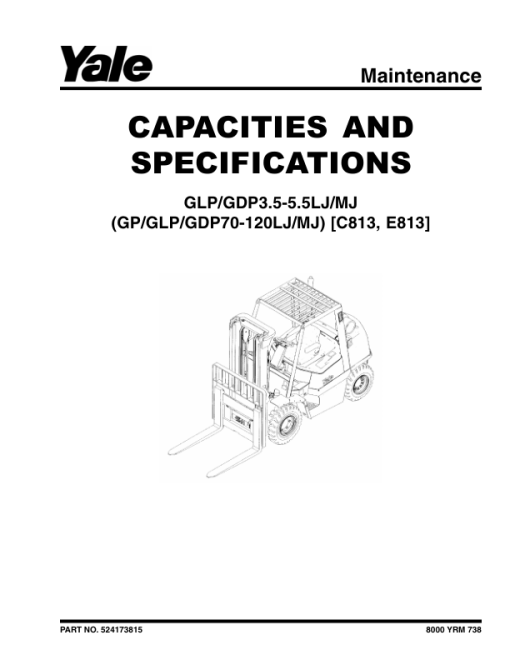 Yale GLP3.5LJ, GLP4.0LJ, GLP4.5MJ, GLP5.0MJ, GLP5.5MJ Forklift C813 Service Repair Manual - Image 3