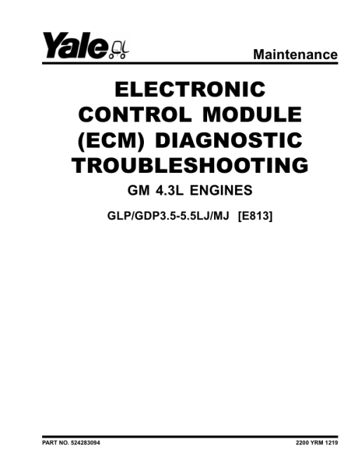 Yale GLP3.5LJ, GLP4.0LJ, GLP4.5MJ, GLP5.0MJ, GLP5.5MJ Forklift E813 Series Repair Manual - Image 2