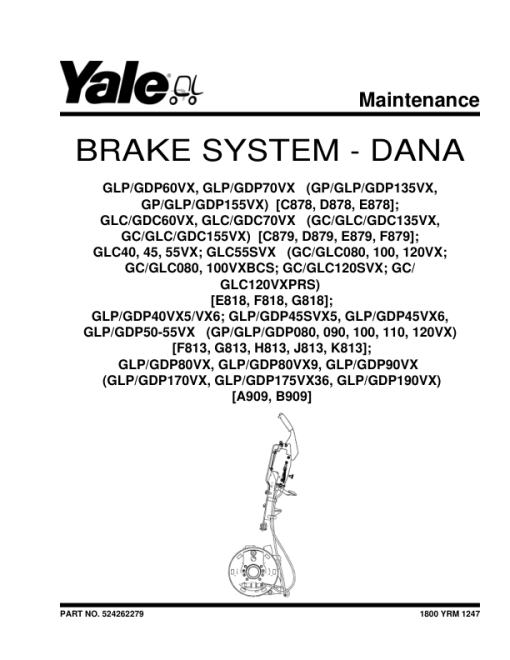 Yale GLP40VX5, GLP40VX6, GLP45VX6, GLP50VX, GLP55VX Forklift J813 Series Repair Manual