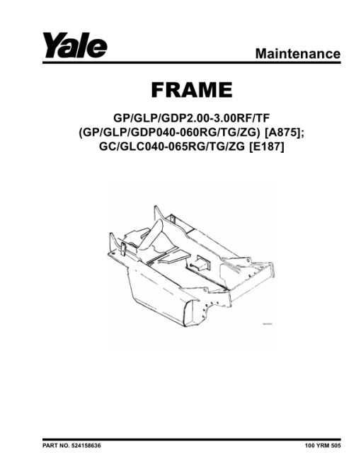 Yale GP040ZG, GP040RG, GP040TG, GP060ZG, GP060RG, GP040TG Forklift A875 Service Repair Manual