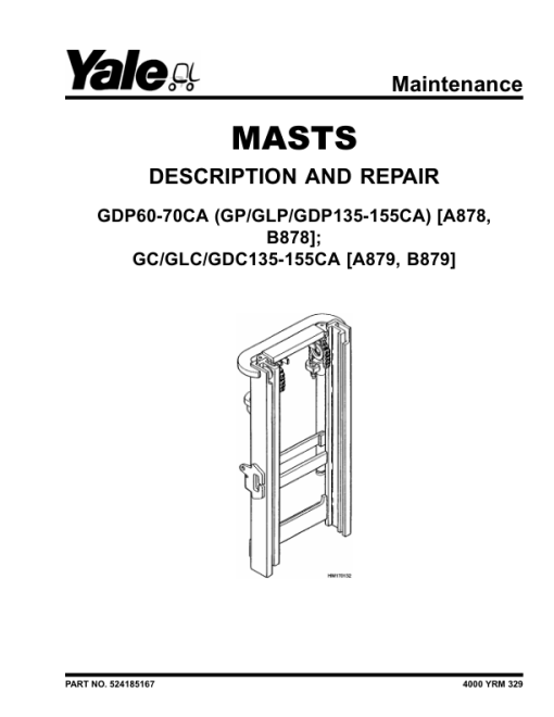 Yale GP135CA, GDP135CA, GLP135CA, GP155CA, GDP155CA, GLP155CA Forklift A878 Service Repair Manual - Image 4