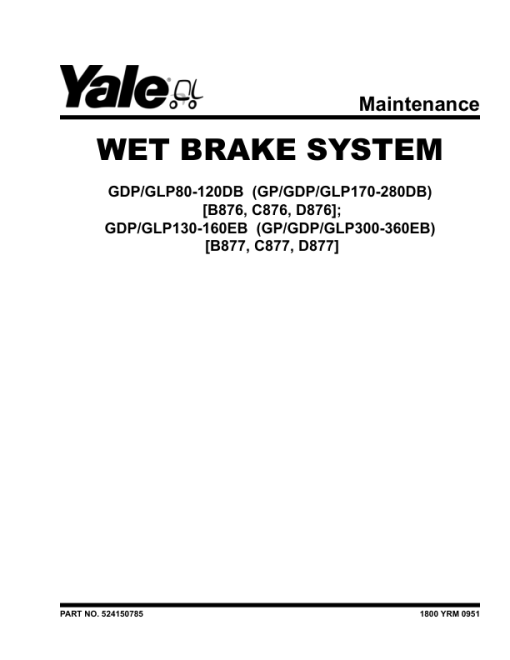 Yale GP170DB, GP190DB, GP210DB Forklift B877 Service Repair Manual - Image 2