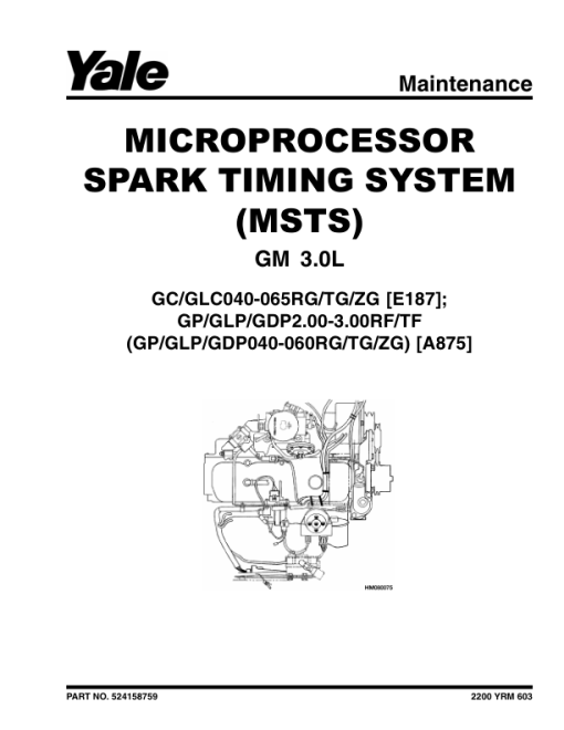 Yale GP2.00TF, GLP2.00TF, GDP2.00TF, GP3.00TF, GLP3.00TF, GDP3.00TF Forklift A875 Service Repair Manual