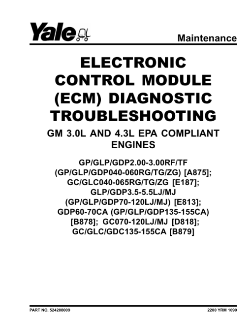 Yale GP70LJ, GP80LJ, GP90LJ, GP100MJ, GP100MJ, GP120MJ Forklift E813 Series Repair Manual - Image 5