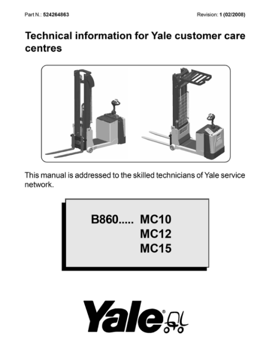 Yale MC10, MC12, MC15 Order Picker B860 Service Repair Manual - Image 3