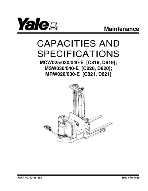 Yale MCW020E, MCW030E, MCW040E Stacker C819 Service Repair Manual - Image 5