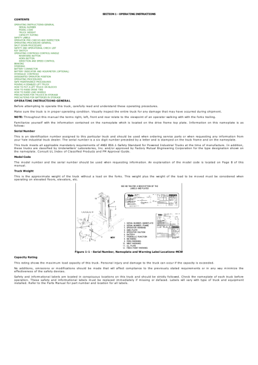 Yale MCW020LC, MCW025LC, MCW030LC, MCW040LC Stacker B819 Service Repair Manual