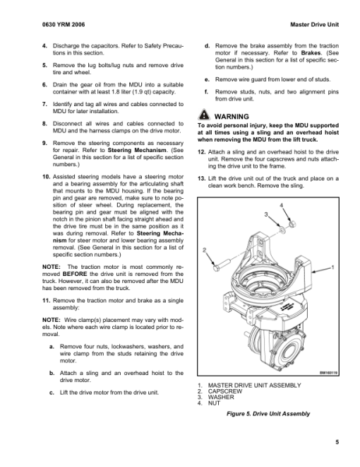 Yale MCW025E, MCW030E, MCW040E Walkie Counterbalanced Stacker D819 Series Repair Manual - Image 5